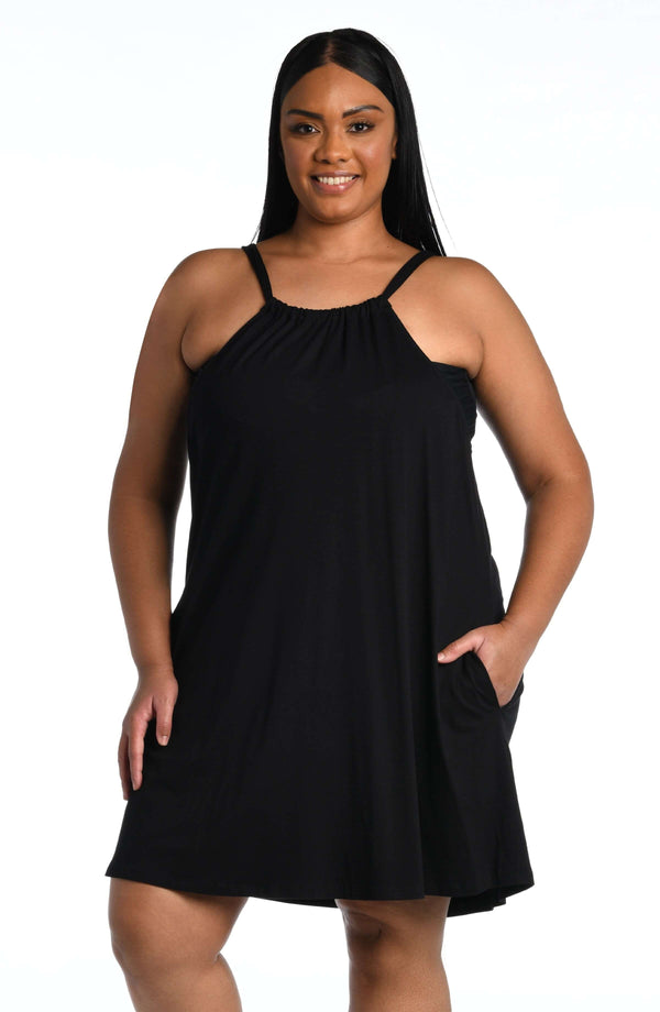 La Blanca Draped Darling High Neck Dress - FINAL SALE