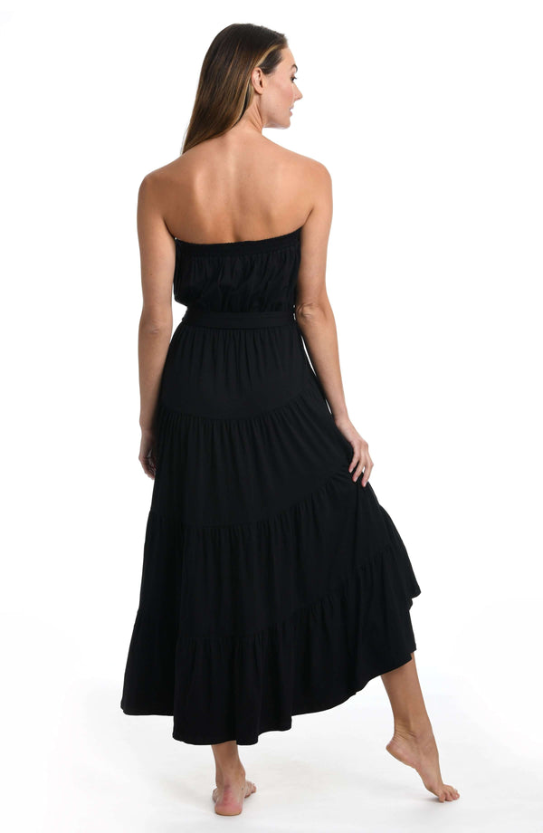La Blanca Draped Darling Strapless Midi Dress - FINAL SALE