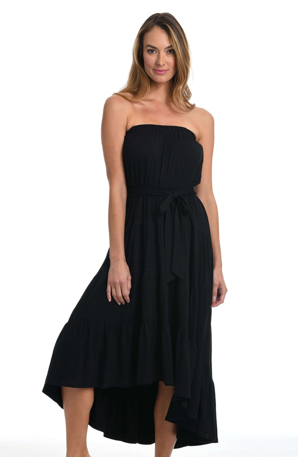 La Blanca Draped Darling Strapless Midi Dress - FINAL SALE