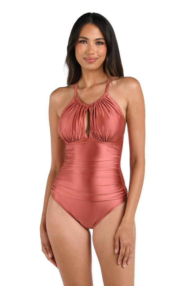 la blanca Earth Goddess High Neck Keyhole One Piece - Sienna - FINAL SALE