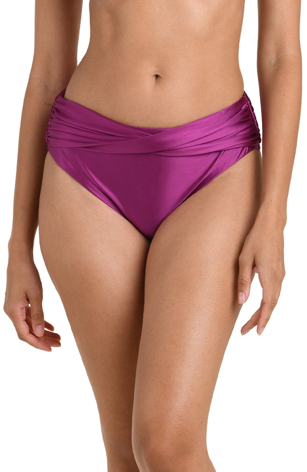 la blanca Earth Goddess Mid-Waist Twist Front Bottom - Berry
