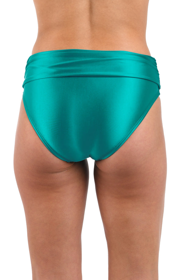 La Blanca Earth Goddess Mid-Waist Twist Front Bottom - Teal - FINAL SALE