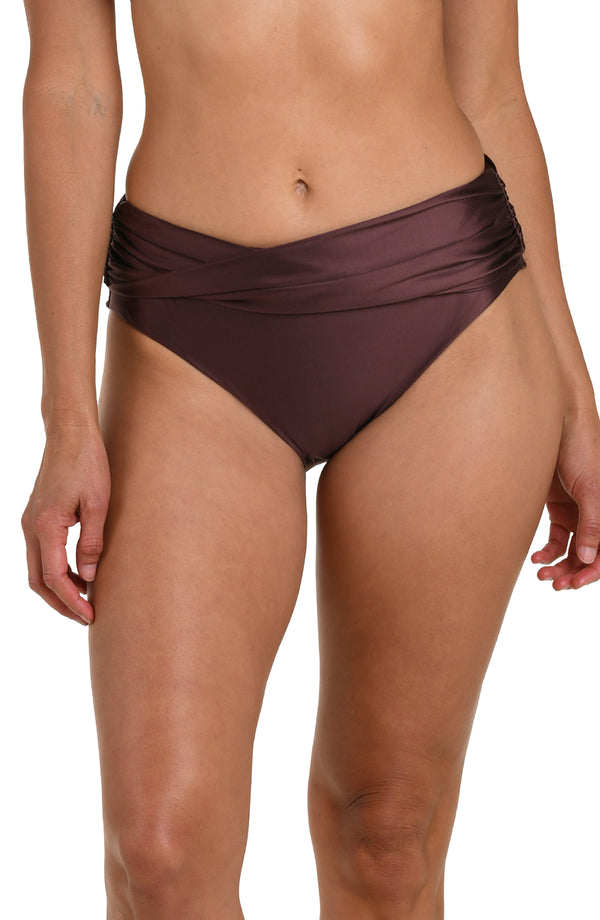 la blanca Earth Goddess Mid-Waist Twist Front Bottom - Truffle