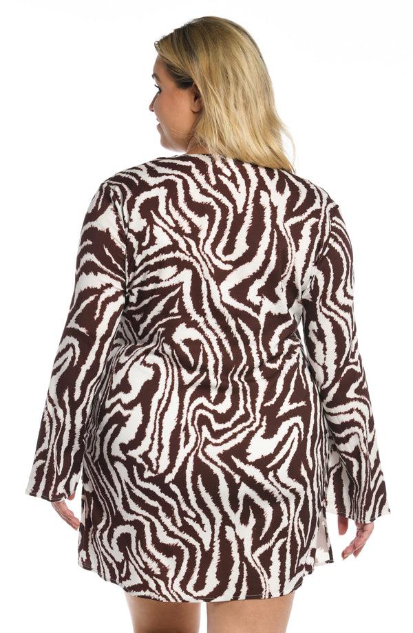 La Blanca Fierce Lines Lace Up V-Neck Tunic (Final Sale)