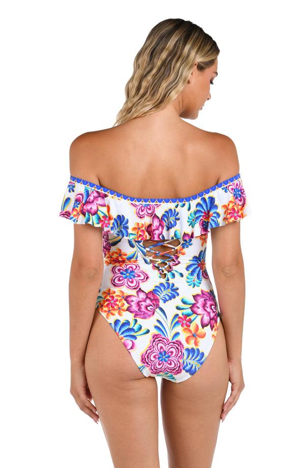 La Blanca Flor De Paradiso Off Shoulder Ruffle One Piece - FINAL SALE