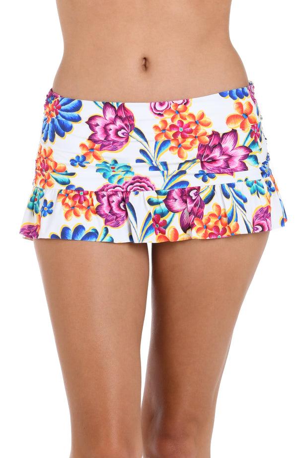 la blanca Flor De Paradiso Ruffle Skirted Bottom - FINAL SALE