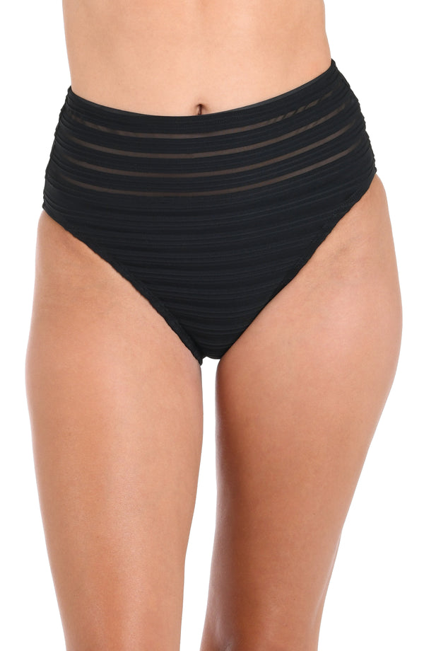 la blanca Fluid Lines High-Waist Bottom w/ Mesh Detail - Black - FINAL SALE