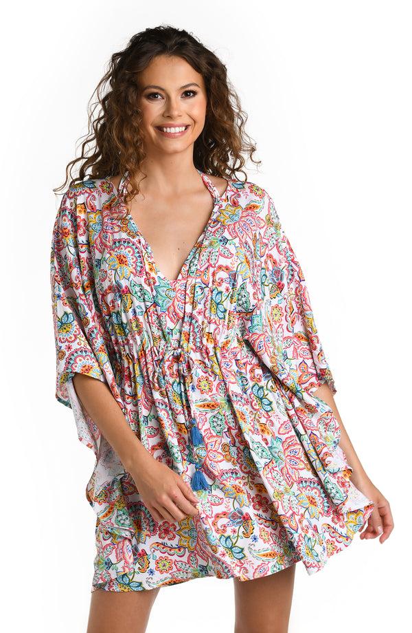la blanca Gypsy Soul V-Neck Caftan Cover Up - FINAL SALE