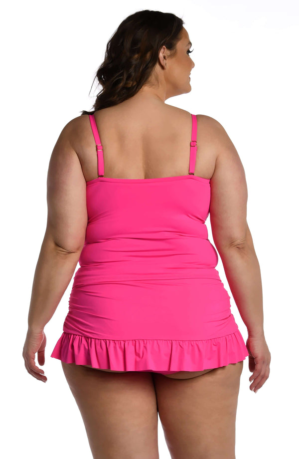 La Blanca Island Goddess Bandeau Tankini Top - Pop Pink - FINAL SALE