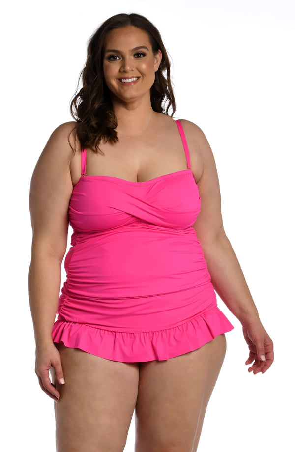 la blanca Island Goddess Bandeau Tankini Top - Pop Pink - FINAL SALE