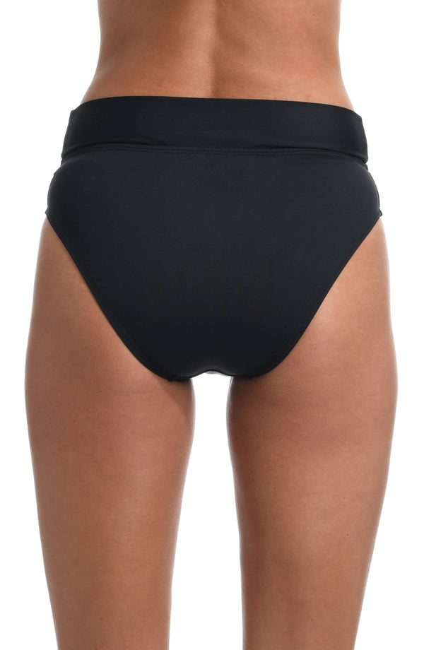 La Blanca Island Goddess Crossover High Waist Bottom - Black - FINAL SALE