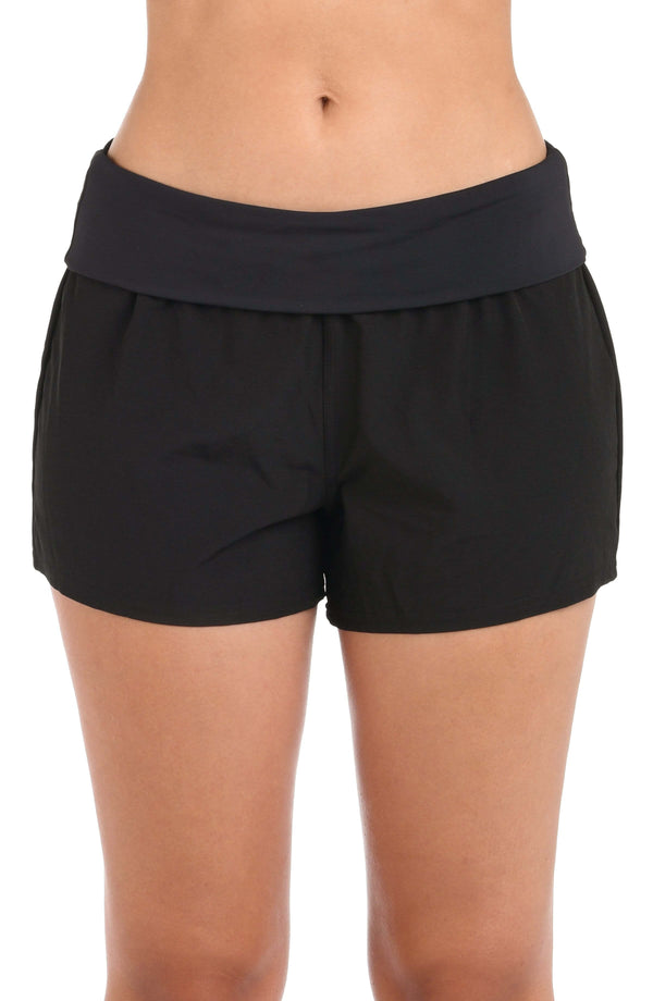 la blanca Island Goddess Foldover 3" Inseam Board Short - Black - FINAL SALE