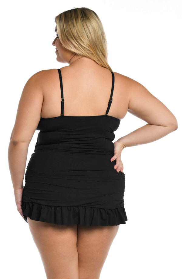La Blanca Island Goddess High Neck Keyhole Tankini Top - Black - FINAL SALE