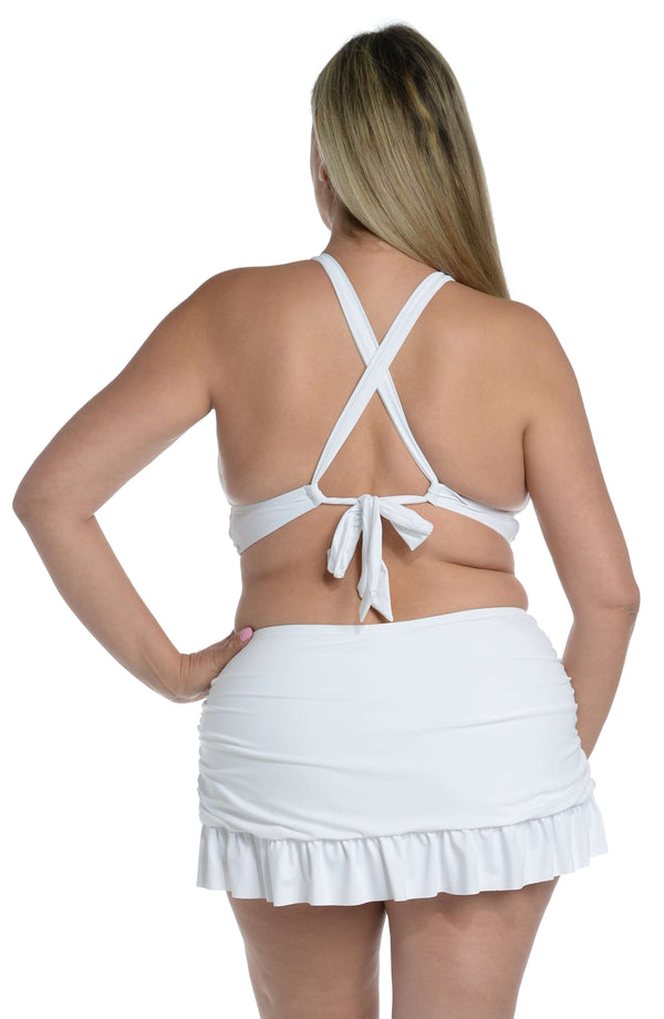 La Blanca Island Goddess High Neck Midkini Top - White