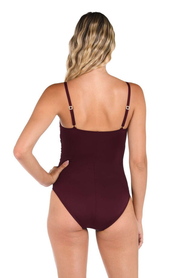 La Blanca Island Goddess Lingerie One Piece - Dark Cherry