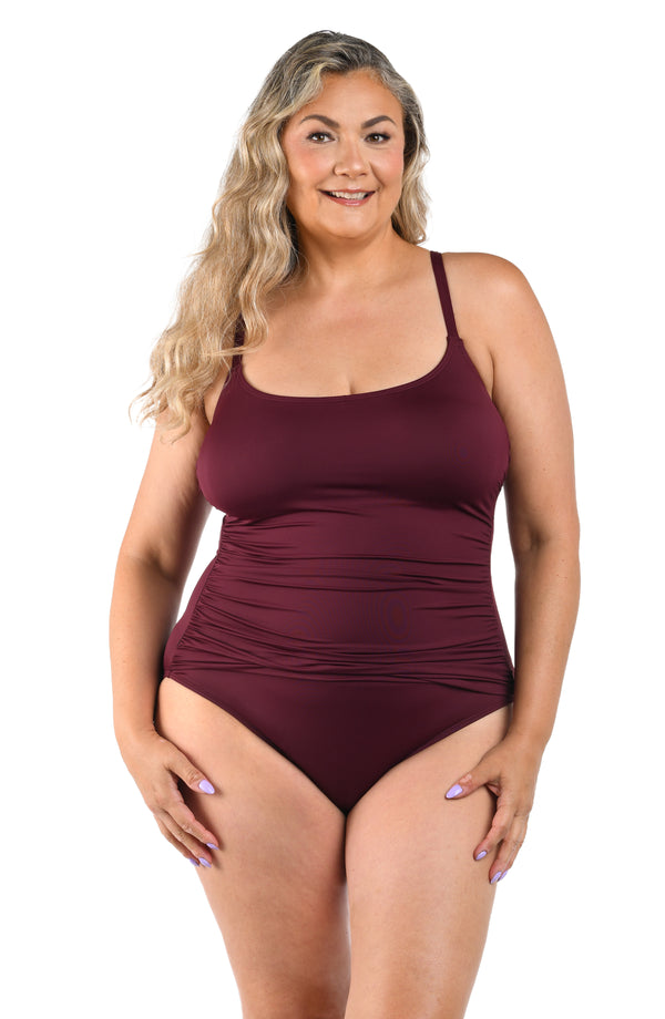 La Blanca Island Goddess Lingerie One Piece - Dark Cherry