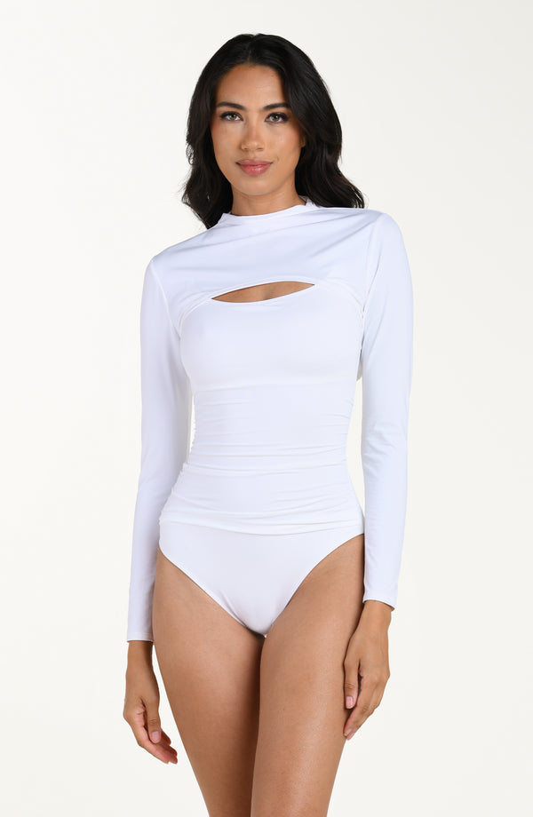 La Blanca Island Goddess Long Sleeve Overlay Top - White