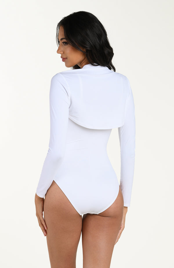 La Blanca Island Goddess Long Sleeve Overlay Top - White