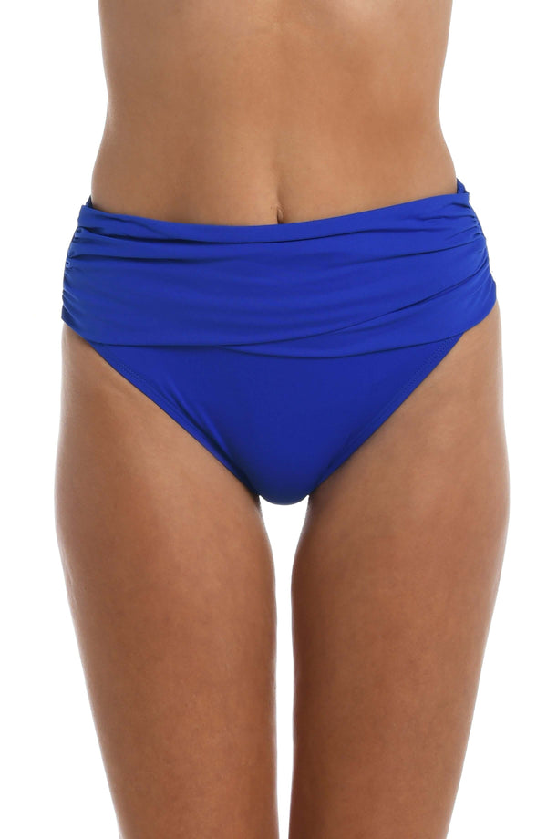 la blanca Island Goddess Mid-Waist Sash Band Bottom - Sapphire