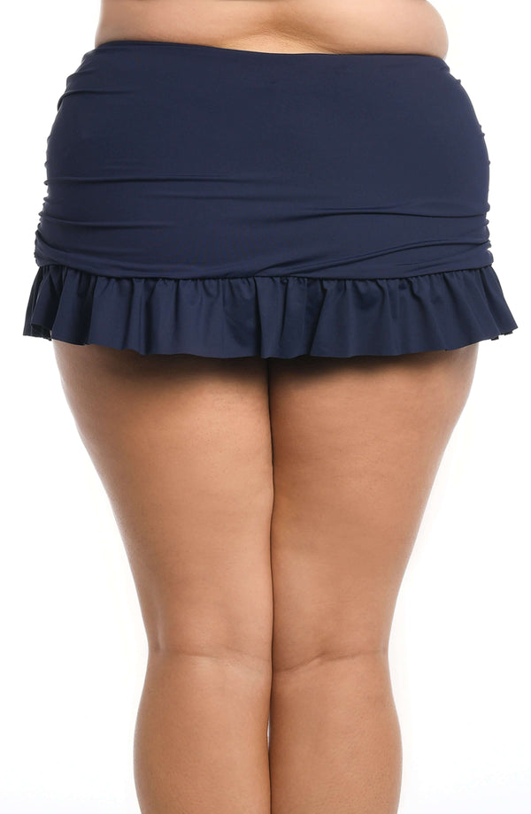 La Blanca Island Goddess Ruffle Skirted Bottom - Indigo - FINAL SALE