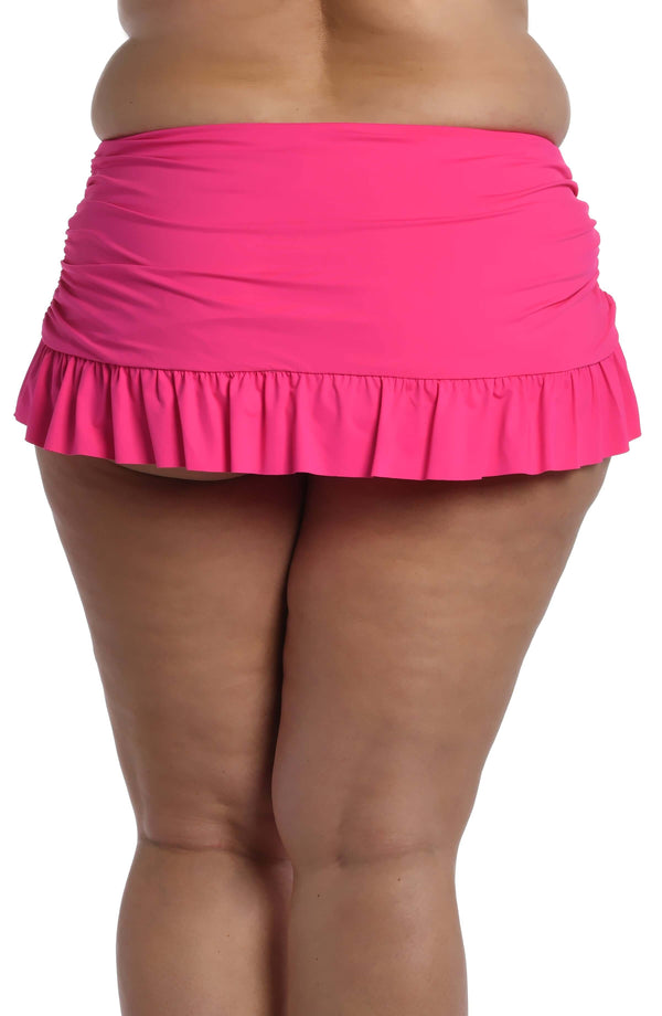 La Blanca Island Goddess Ruffle Skirted Bottom - Pop Pink - FINAL SALE