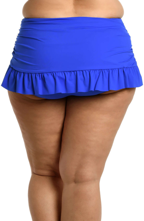 La Blanca Island Goddess Ruffle Skirted Bottom - Sapphire - FINAL SALE