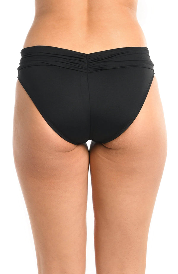 La Blanca Island Goddess Shirred Band Hipster Bottom - Black
