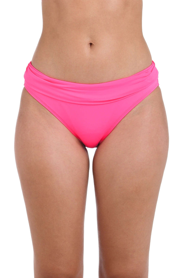 la blanca Island Goddess Shirred Band Hipster Bottom - Bright Pink