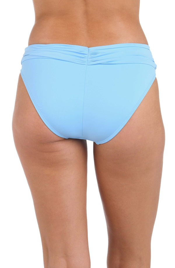 La Blanca Island Goddess Shirred Band Hipster Bottom - Crystal Blue