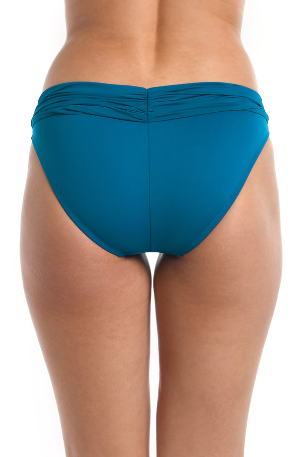 La Blanca Island Goddess Shirred Band Hipster Bottom - Ocean - FINAL SALE
