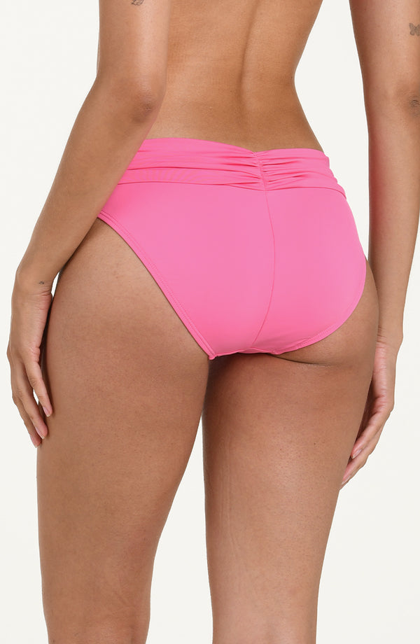 La Blanca Island Goddess Shirred Band Hipster Bottom - Rose Pink