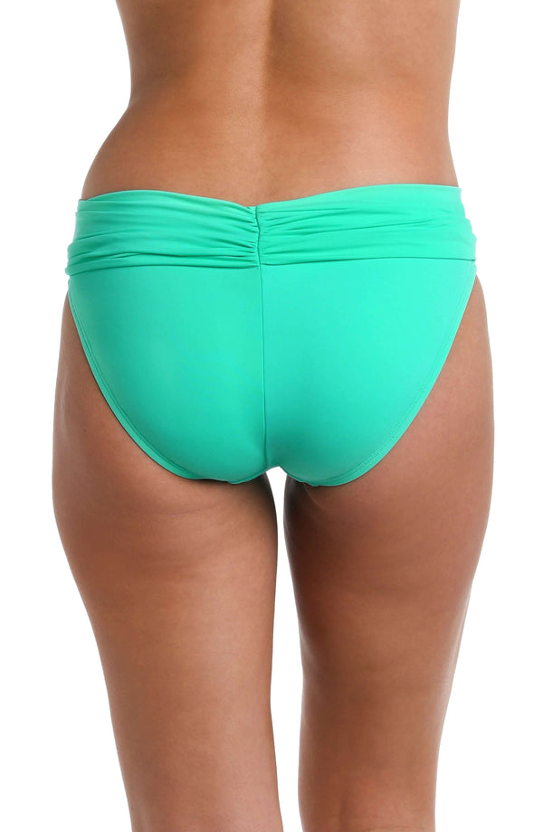 La Blanca Island Goddess Shirred Band Hipster Bottom - Seafoam - FINAL SALE
