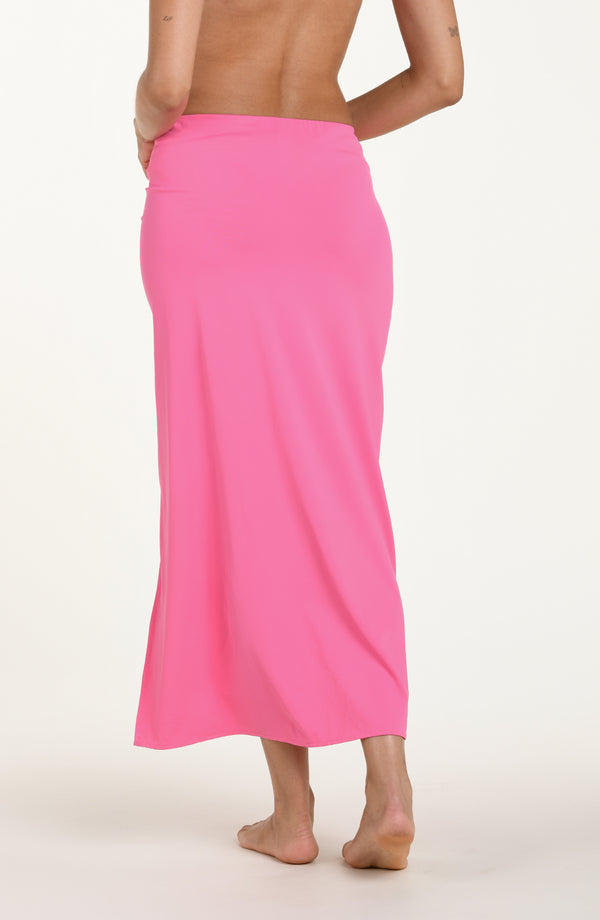 La Blanca Island Goddess Shirred Midi Skirt - Rose Pink