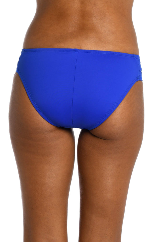 La Blanca Island Goddess Side Shirred Hipster Bottom - Sapphire (Final Sale)
