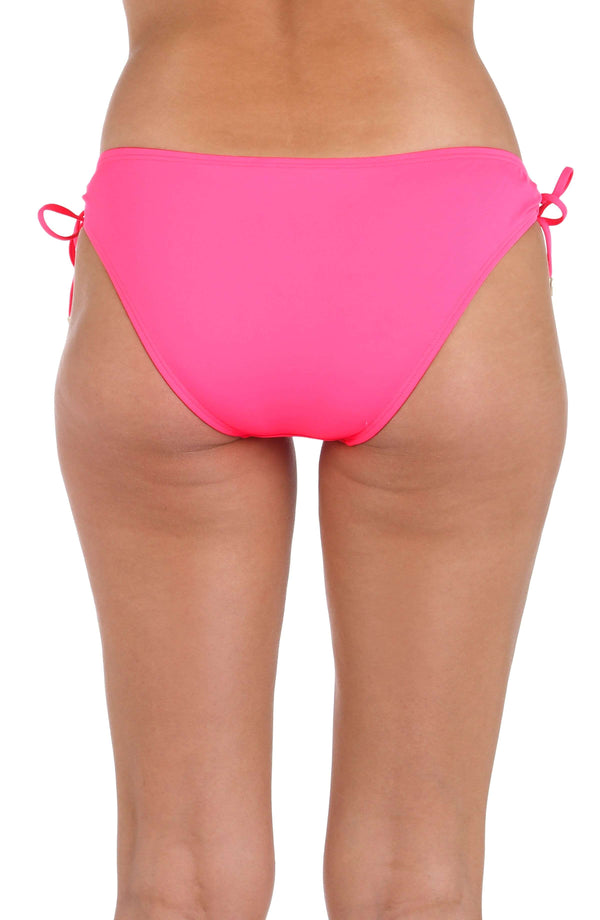 La Blanca Island Goddess Side Tie Hipster Bottom - Bright Pink