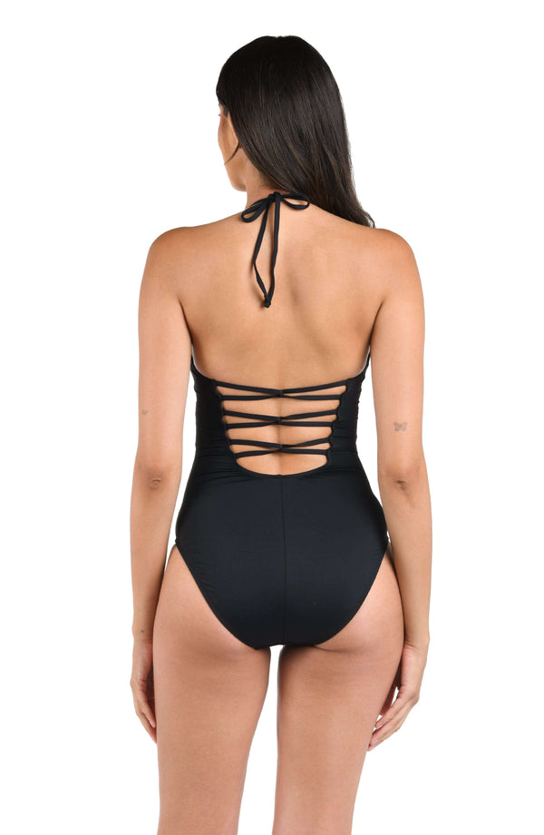 La Blanca Island Goddess Underwire Scoop Front Lingerie One Piece - Black