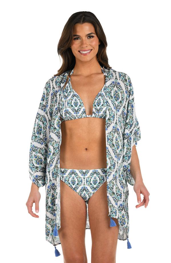 La Blanca Deja-Blue Diamond Kimono Cover Up