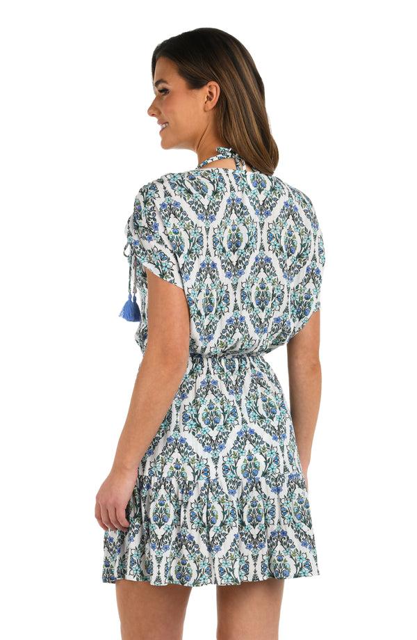 La Blanca Deja-Blue Diamond V-Neck Cover Up Dress