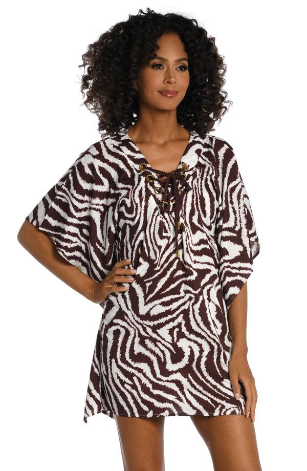 La Blanca Fierce Lines V-Neck Caftan - FINAL SALE