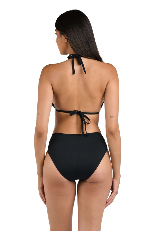 La Blanca Island Goddess Halter Triangle Top - Black