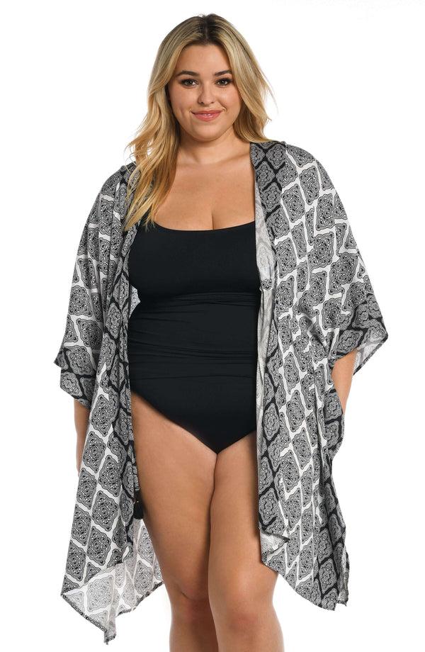 la blanca Oasis Tile Kimono - FINAL SALE