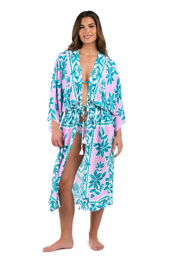 La Blanca Opulent Palm Kimono - FINAL SALE