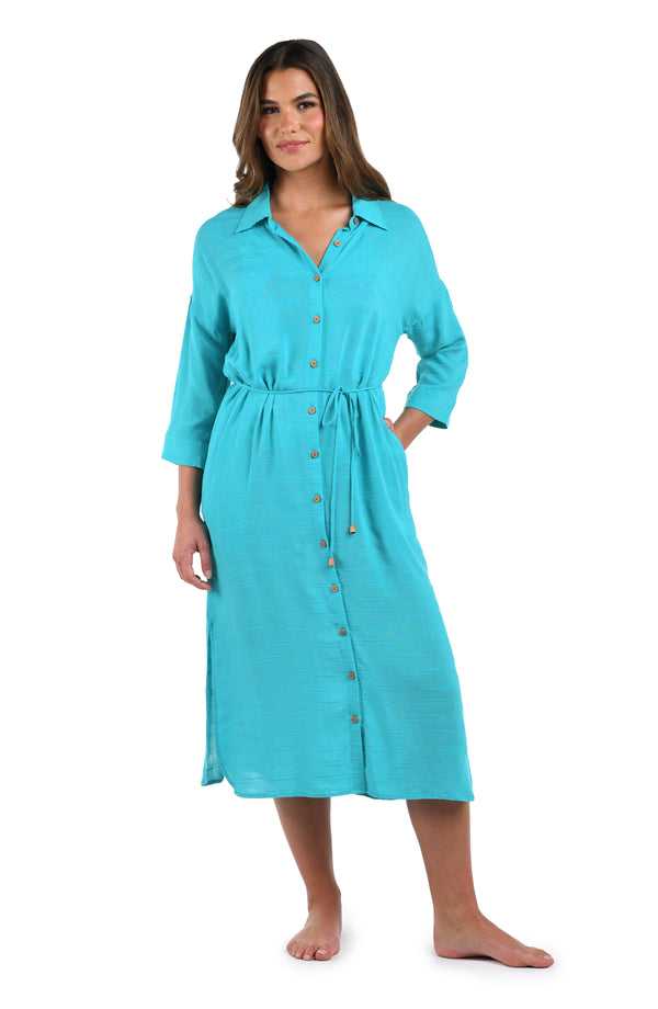 La Blanca Sea Cove Covers Button Up Shirt Dress