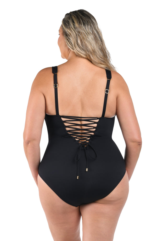 La Blanca LB Luxe Over The Shoulder One Piece - Black