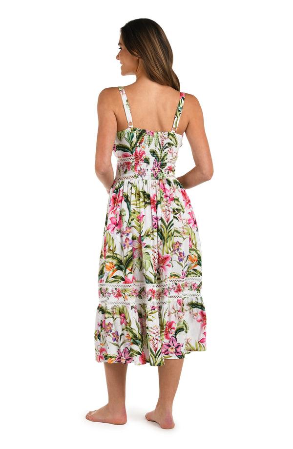 La Blanca Polynesian Paradise Tunnel Neck Midi Dress