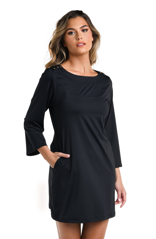 la blanca Slinky Jersey Boat Neck Tunic Cover Up - FINAL SALE
