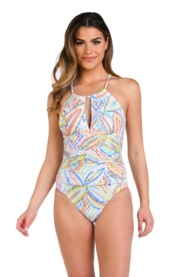 la blanca Sunbaked Jewels High Neck Keyhole One Piece - FINAL SALE