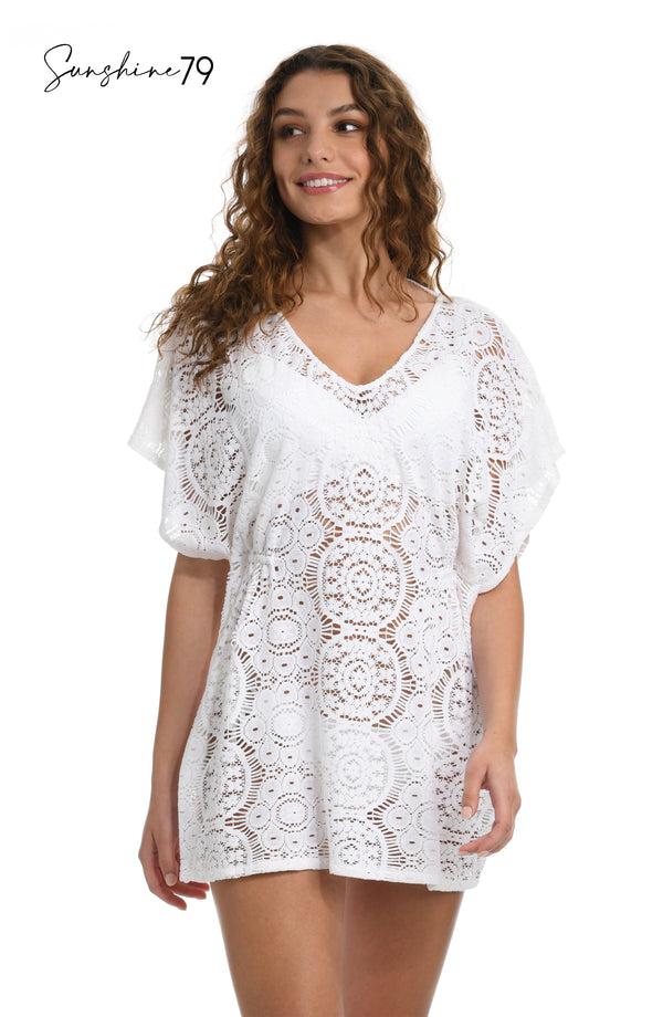 La Blanca Sunshine 79 Chillin' Crochet V-Neck Caftan Cover Up - FINAL SALE