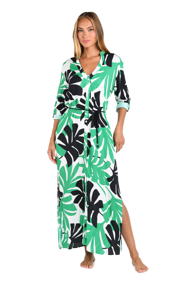 la blanca Sunshine 79 Monstera Button Up Maxi Dress - FINAL SALE