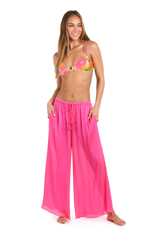La Blanca Sunshine 79 Radiance Crinkle Beach Pant - Bright Pink